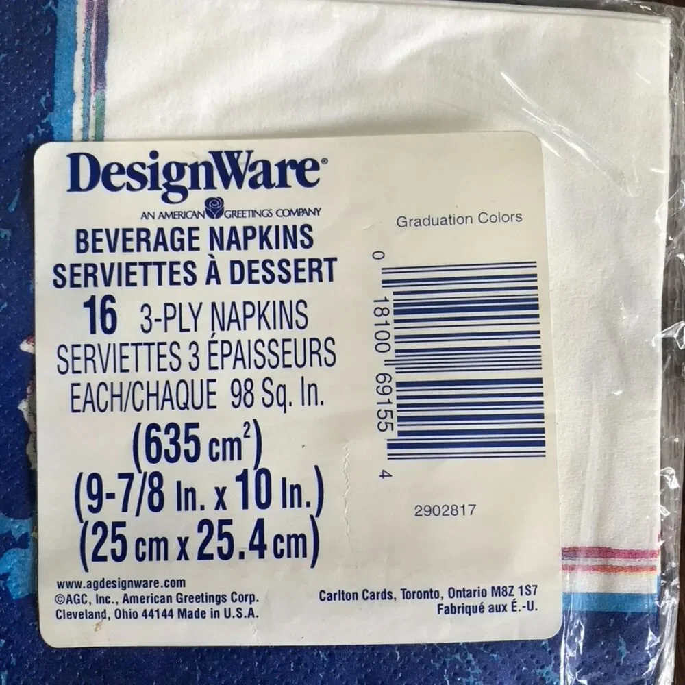 Vintage DesignWare Graduation Colors 1 Luncheon Napkins 2 Beverage Napkins